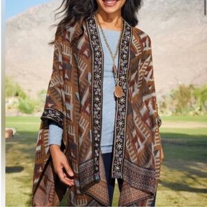 Soft Surroundings Kashmir Blanket Aztec Southwest Wrap, NWT